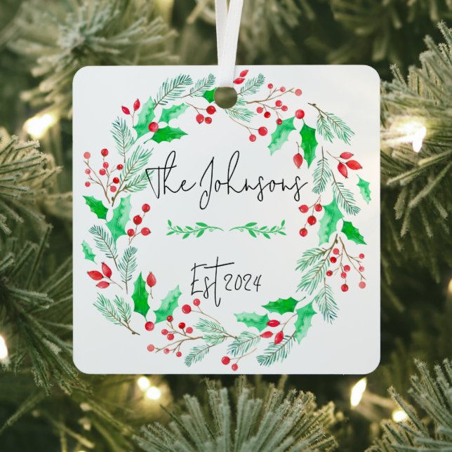 red and green newly married family ornament (Insitu)