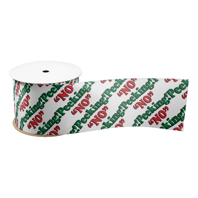 Red and Green No Peeking Christmas Satin Ribbon (Spool)