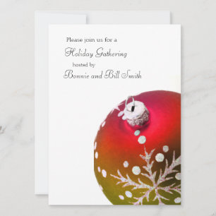 Red and Green Ornament Holiday Gathering Invitation