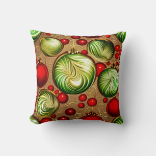 Red and Green Ornaments Cushion