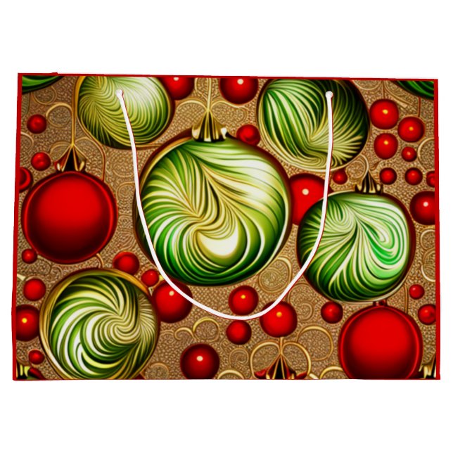 Red and Green Ornaments Large Gift Bag (Back)