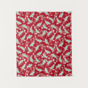 Red and Green Pattern - Koi Fish Tapestry