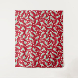 Red and Green Pattern - Koi Fish Tapestry