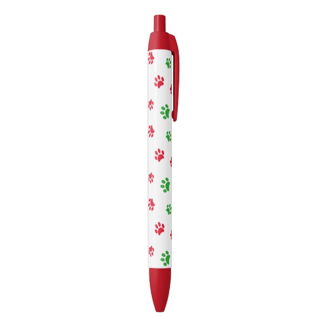 Red and Green Paw Prints Christmas Theme Black Ink Pen (Bottom (Vertical))
