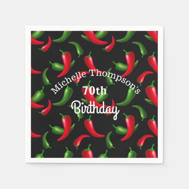 Red and Green Pepper Birthday Napkins (Front)