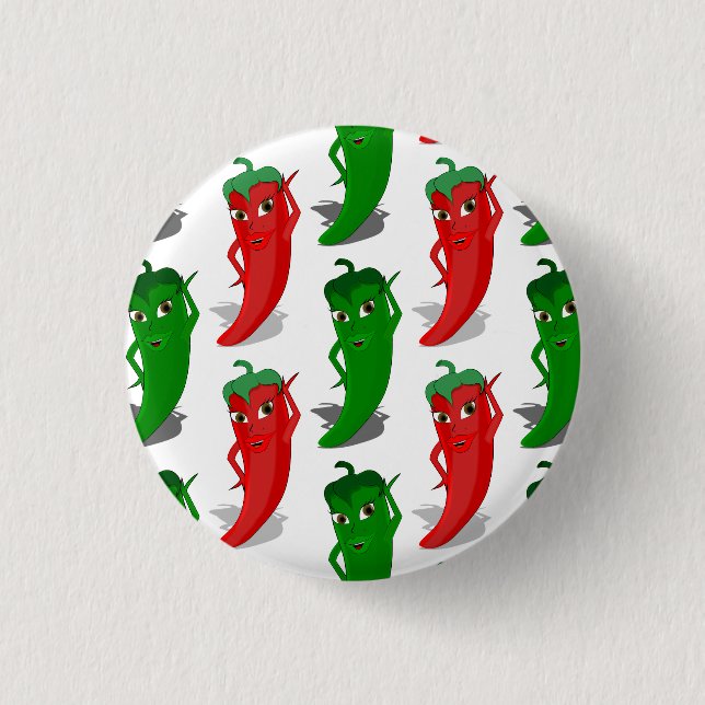 Red And Green Pepper Divas Cartoon Pattern 3 Cm Round Badge (Front)