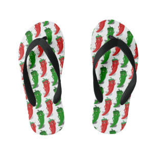 Red And Green Pepper Divas Cartoon Pattern Kid's Flip Flops