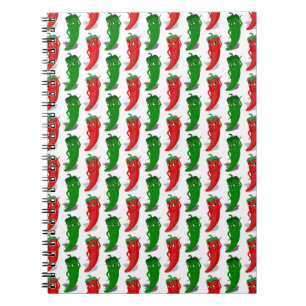 Red And Green Pepper Divas Cartoon Pattern Notebook