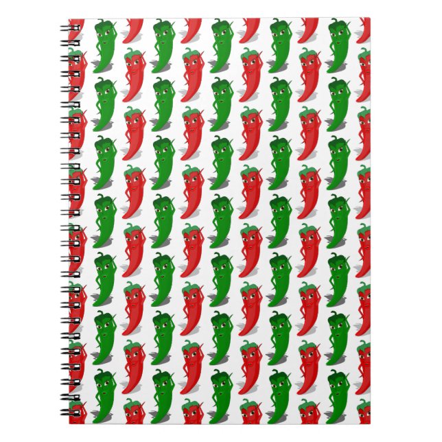 Red And Green Pepper Divas Cartoon Pattern Notebook (Front)
