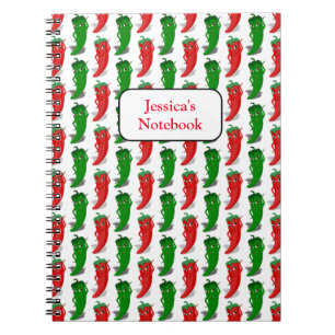 Red And Green Pepper Divas Cartoon Pattern Notebook