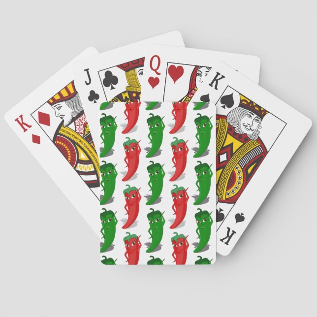 Red And Green Pepper Divas Cartoon Pattern Playing Cards (Back)