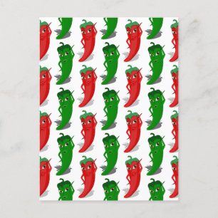 Red And Green Pepper Divas Cartoon Pattern Postcard