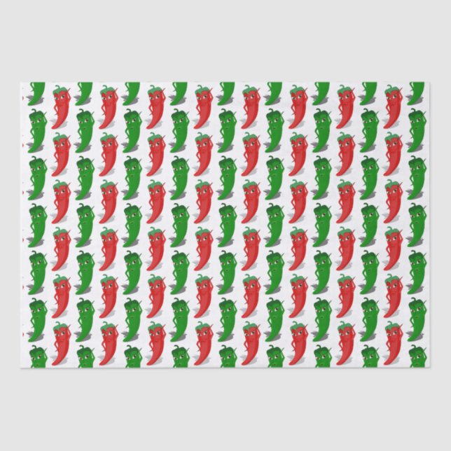 Red And Green Pepper Divas Cartoon Pattern Tissue Paper (Front)