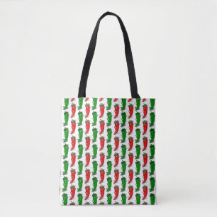 Red And Green Pepper Divas Cartoon Pattern Tote Bag