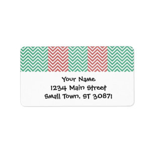 Red and Green Personalised Chevron Zig Zags Label