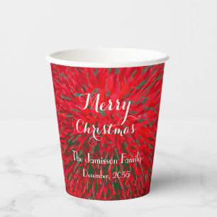 Red and Green Personalised Merry Christmas Party P Paper Cups