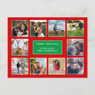 Red and Green Photo Collage Christmas Postcard