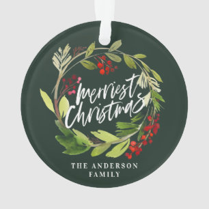 red and green photo festive modern botanical ornament