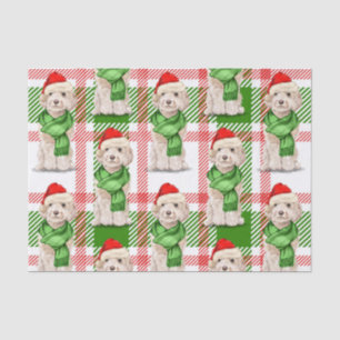 Red and Green Plaid Champagne Cockapoo Christmas Tissue Paper