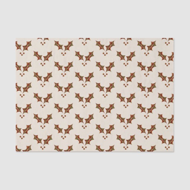 Red and Green Plaid Christmas Mistletoe Tissue Paper (Front)