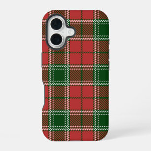 Red and Green Plaid Christmas Pattern iPhone 16 Case