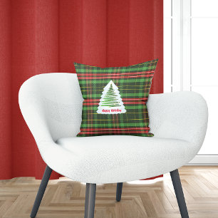Red and green plaid Christmas Throw Pillow