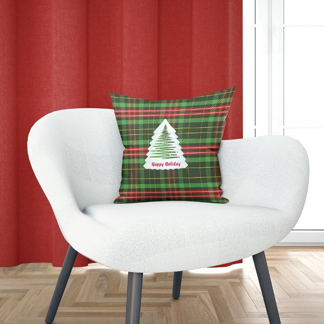 Red and green plaid Christmas Throw Pillow (Creator Uploaded)