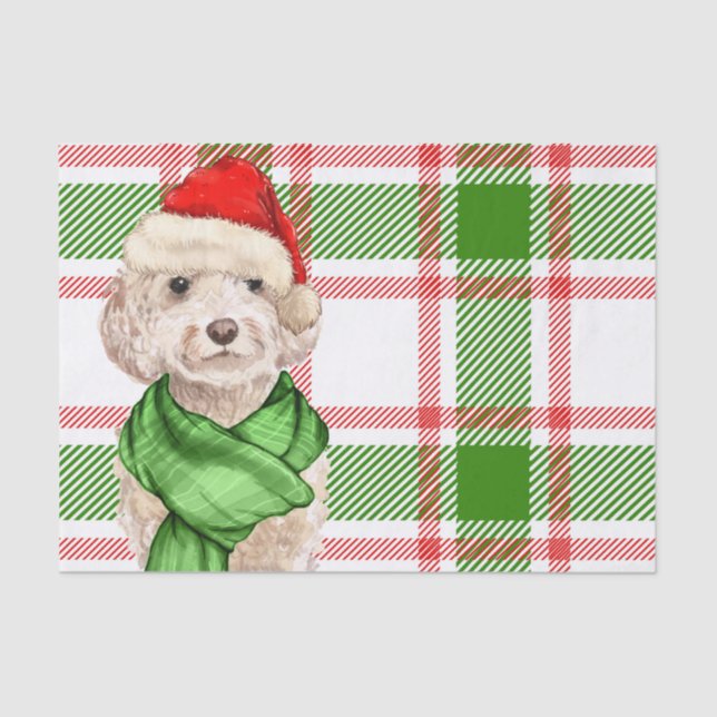 Red and Green Plaid Cockapo Christmas Dog Tissue Paper (Front)
