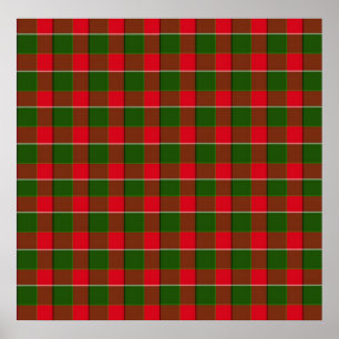 Red And Green Plaid Fabric Background Poster