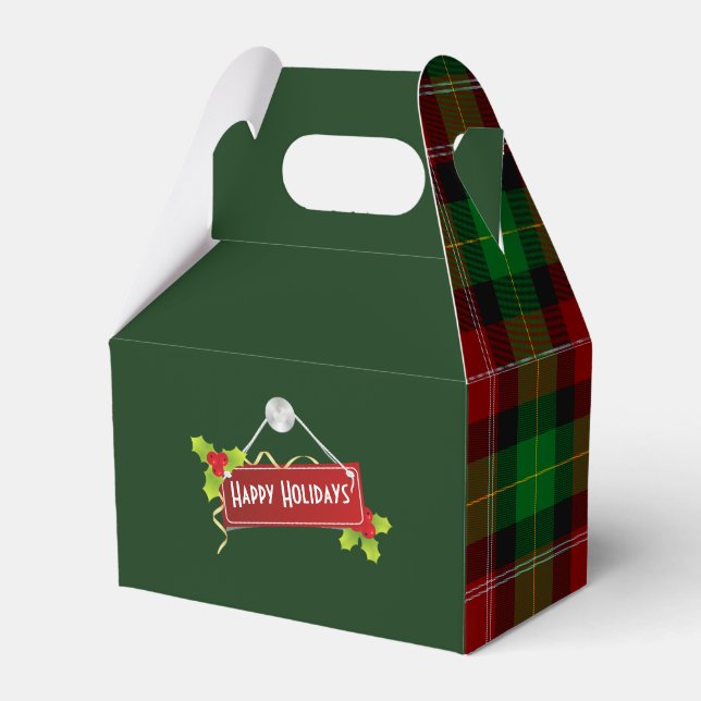 red and green plaid Favour Box (Front Side)