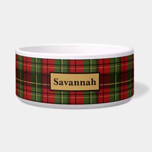 Red And Green Plaid Tartan Pattern With Pet's Name