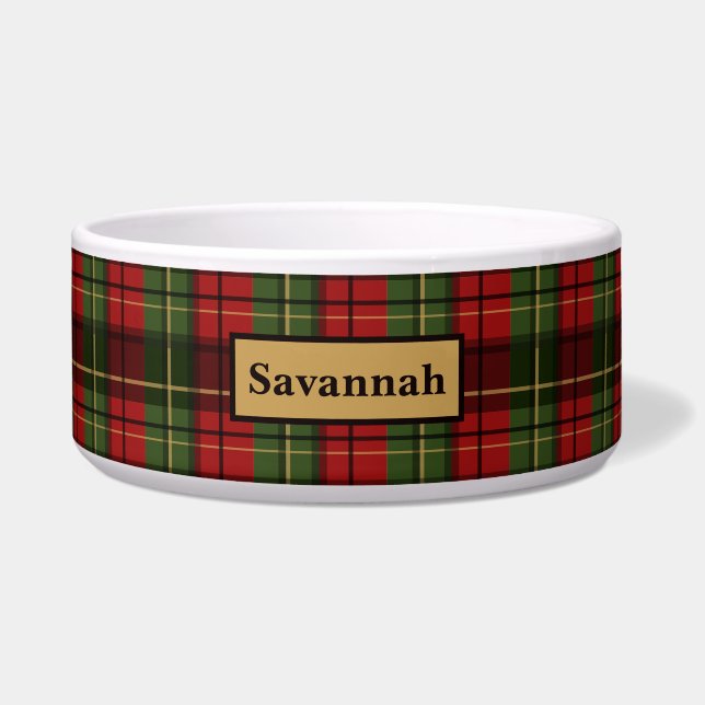Red And Green Plaid Tartan Pattern With Pet's Name (Front)
