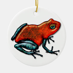 Red and Green Poison Dart Frog Ceramic Tree Decoration