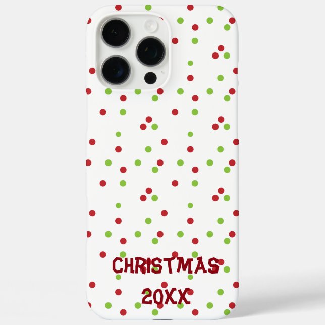 Red and Green Poka-dots on White Case-Mate iPhone Case (Back)