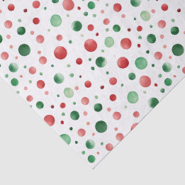 Red and Green Polka Dot Holiday Pattern Tissue Paper