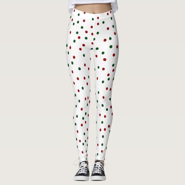 Red and Green Polka dot Leggings (Front)