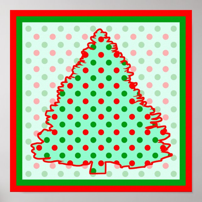 Red and Green Polka Dot Tree Poster (Front)