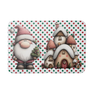 Red and Green Polka Dots Bath Mat