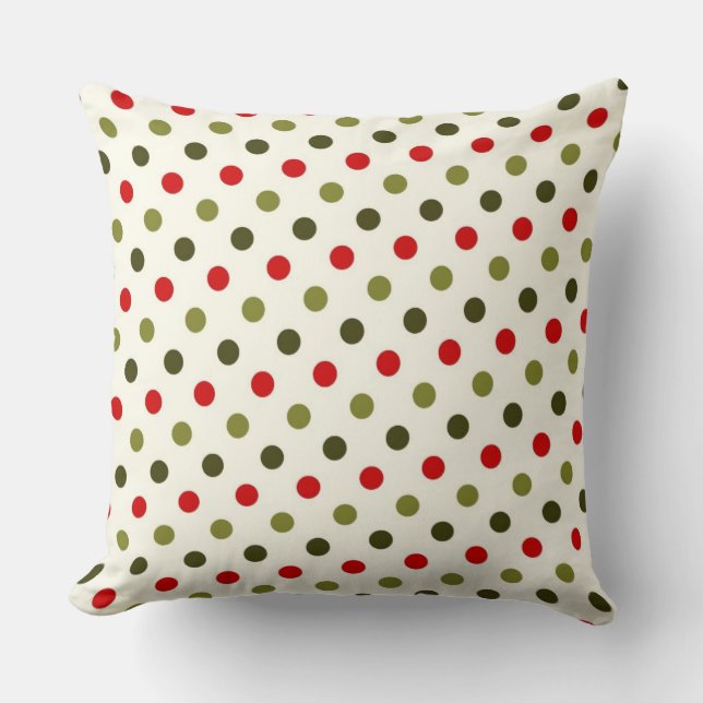 Red and Green Polka Dots Christmas pillow (Front)