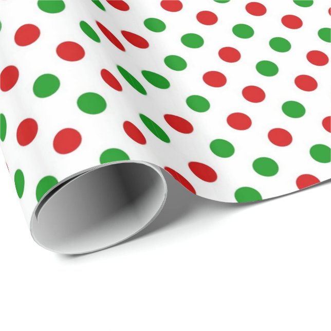 Red and green polka dots Christmas wrapping paper. Wrapping Paper (Roll Corner)