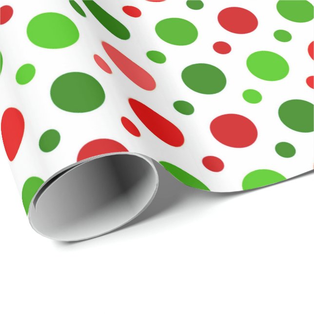 Red and green polka dots Christmas wrapping paper. Wrapping Paper (Roll Corner)