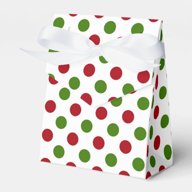 Red and green polka dots favour box (Front Side)