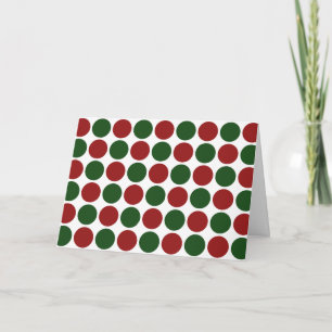 Red and Green Polka Dots on White Holiday Card
