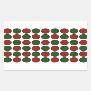 Red and Green Polka Dots on White Rectangular Sticker