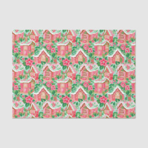 Red and Green Preppy Christmas Gingerbread Houses Tissue Paper