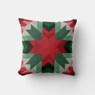 Red and green quilt star design cushion