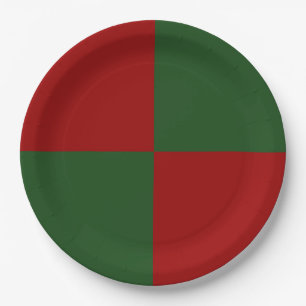 Red and Green Rectangles Paper Plate