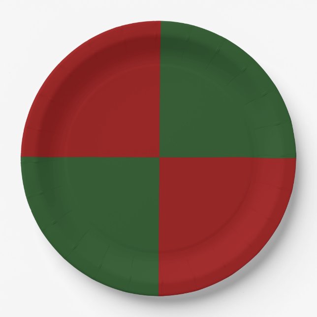 Red and Green Rectangles Paper Plate (Front)