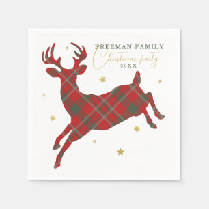 Red and Green Reindeer Christmas Party Napkins