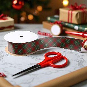 Red and Green Rustic Tartain Plaid Satin Ribbon